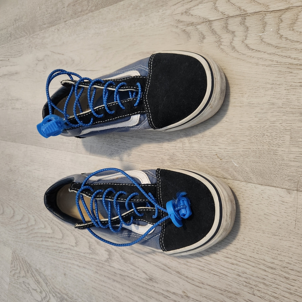 Vans Black and Blue Loafers with Slip-On Design